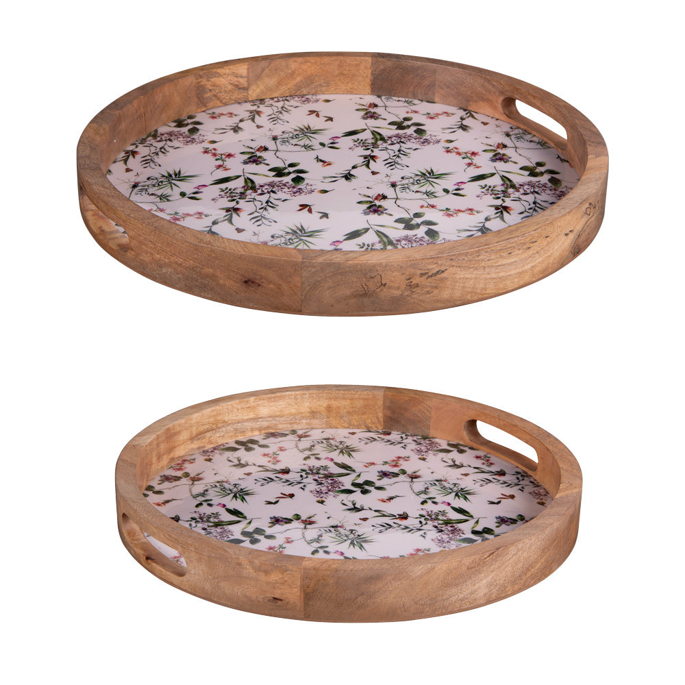 Set de 2 plateaux ronds Champêtre 35 et 40 cm Table passion - Mathon - 1