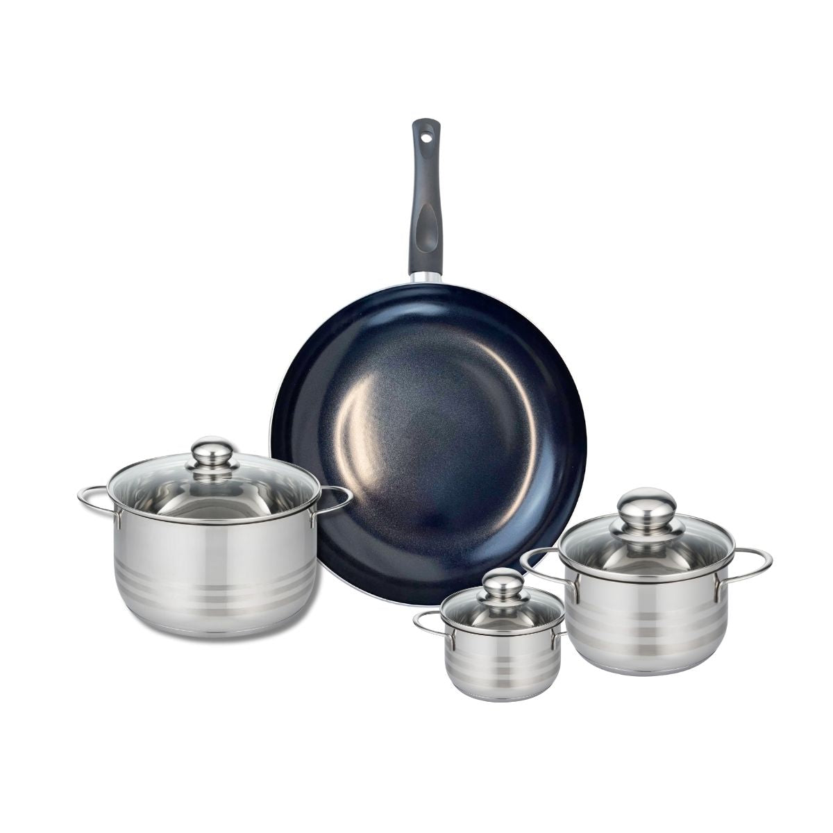 Ensemble de 1 Poêle de cuisson 32 cm et 3 faitouts 12, 16 et 20 cm  Prima Brillant Elo - Mathon - 1