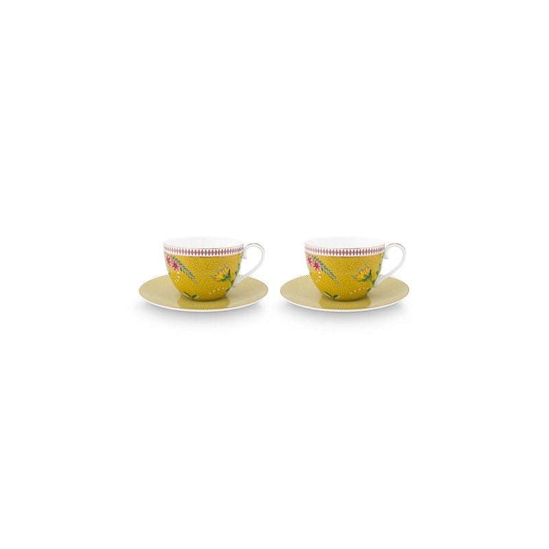Coffret 2 Paire tasse thé (2 tasses + 2 sous-tasses) La Majorelle Jaune 280ml Pip Studio - Mathon