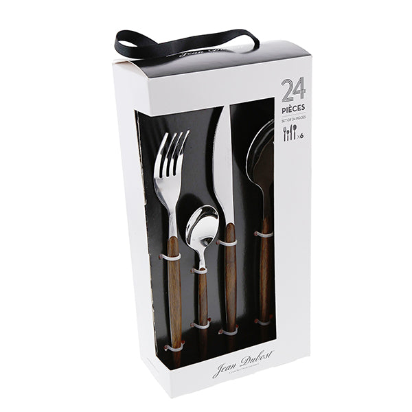Ménagère 24 pièces Amsterdam en inox et manche effet bois Jean Dubost - Mathon