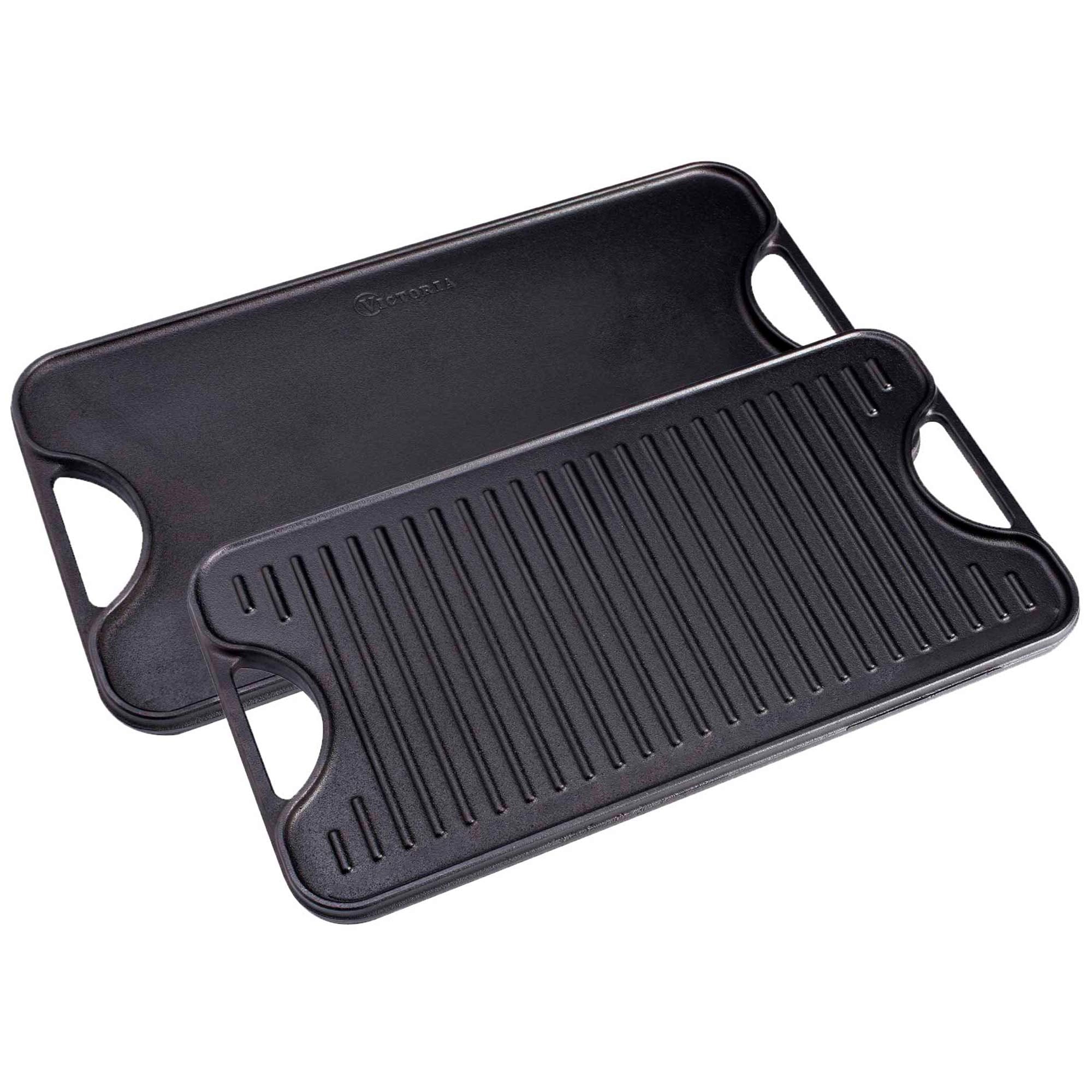 Plaque à Griller en Fonte Émaillée Induction Grille Réversible 47x25cm pour Feu  Noir 31770 Victoria Cookware - Mathon