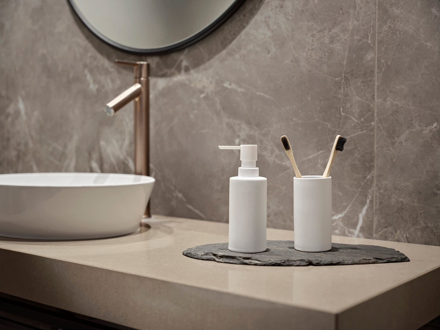 Gobelet pour brosse à dents SOLO en porcelaine Blanc Zone Denmark - Mathon - 7