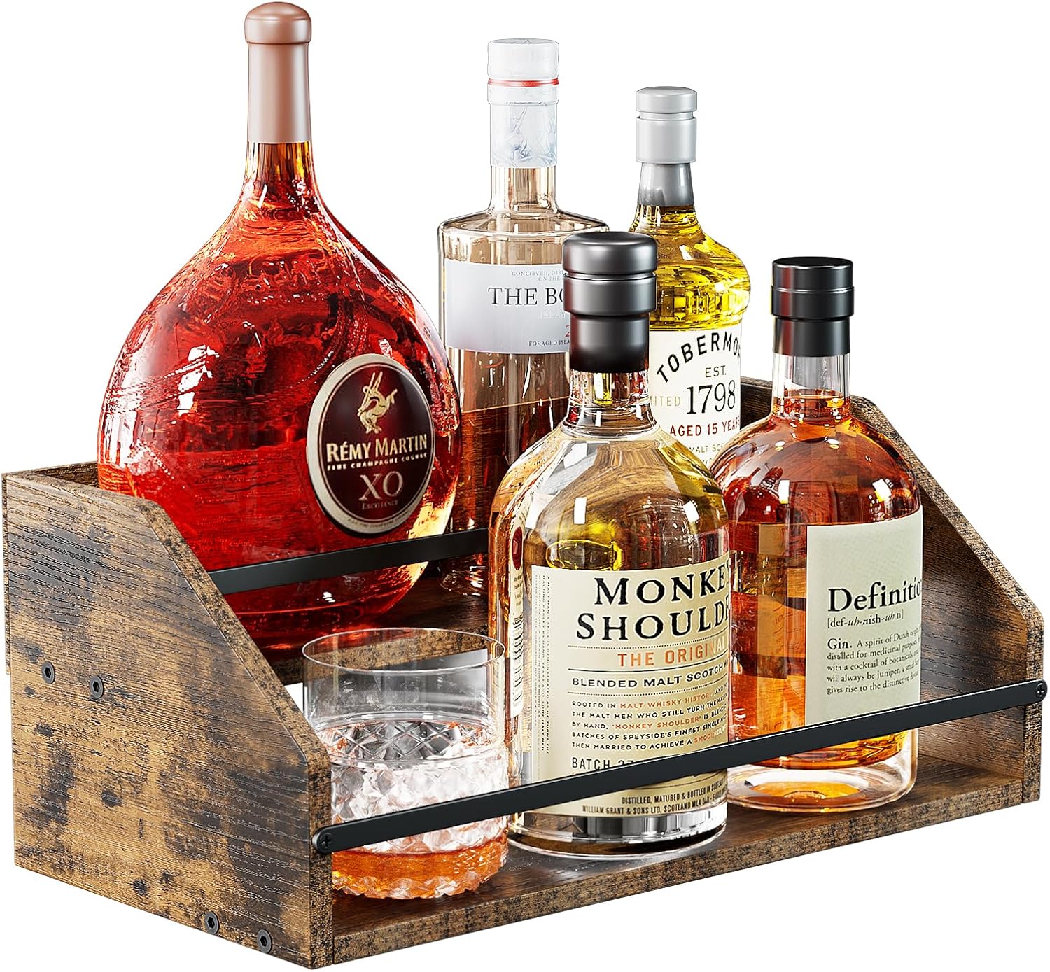 Étagère à bouteilles 2 niveaux bois et métal Vendos85 - Mathon