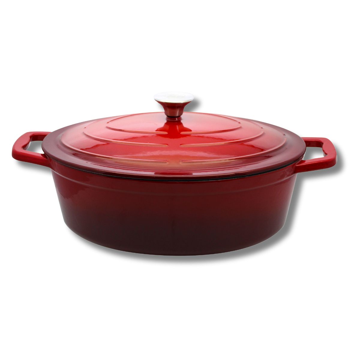 Cocotte ovale en fonte émaillée 33 cm de long rouge cerise 4,9 L Elo - Mathon - 1