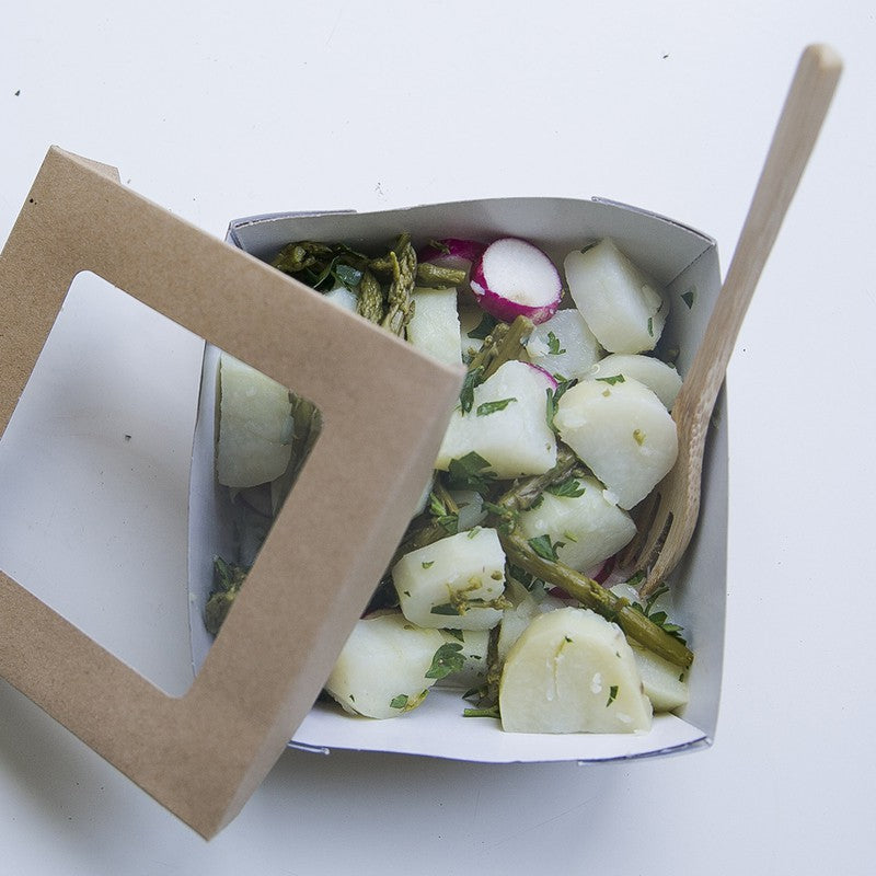 25Pcs - Boite "Kray" carrée carton brun avec couvercle à fenêtre  155x155x50mm 950ml FirstPack - Mathon - 6