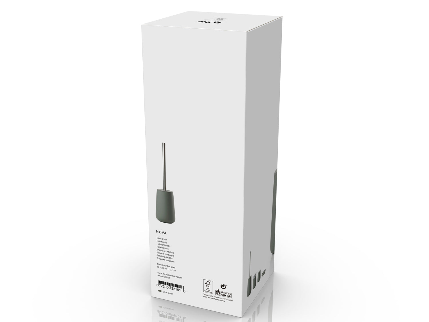 Brosse de toilette NOVA en porcelaine et acier Vert olive Zone Denmark - Mathon - 3