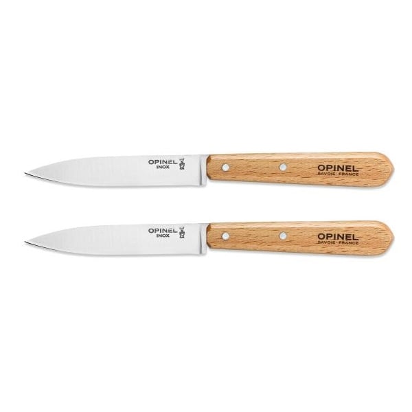 Lot 2 Couteaux office N°112 lame lisse inox 10 cm naturel Opinel - Mathon