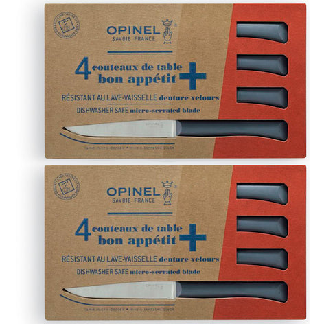 Lot de 2 coffrets 4 couteaux de table Anthracite Opinel - Mathon - 1