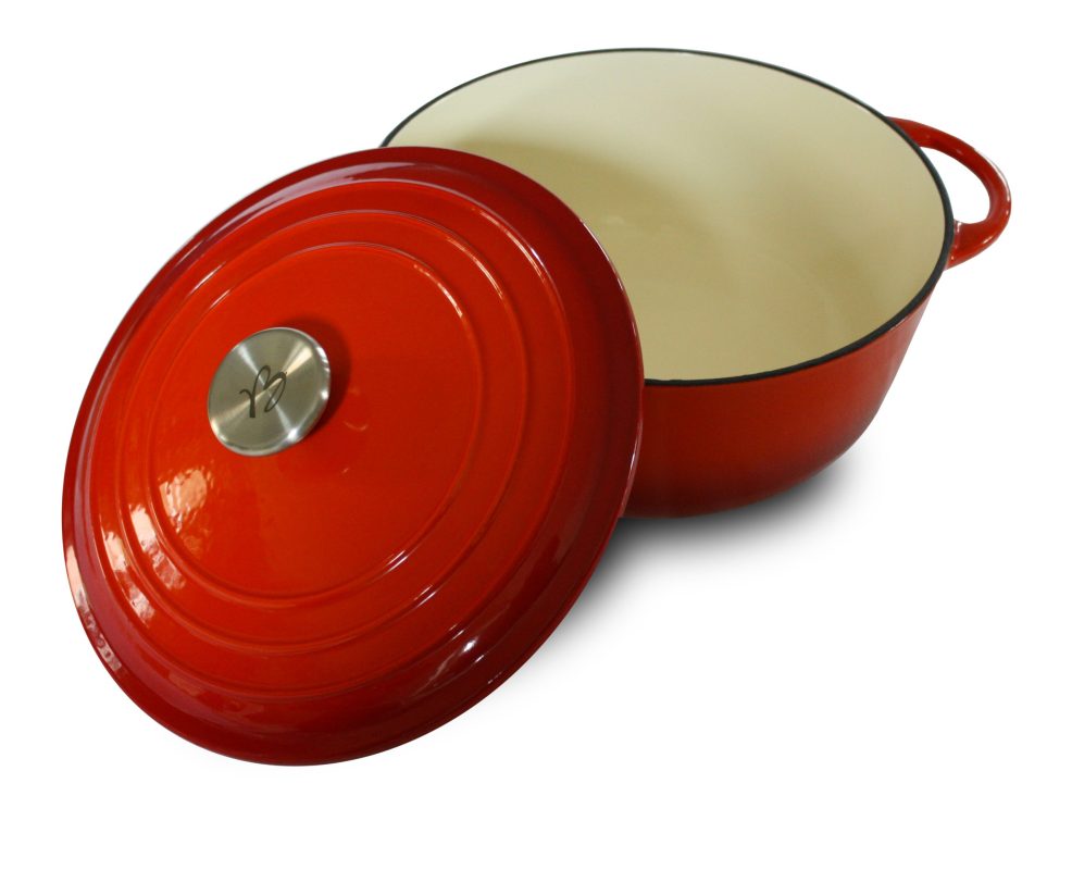 Cocotte ronde fonte rouge + couvercle - 3 l - 24 cm Tradition Baumalu - Mathon - 2