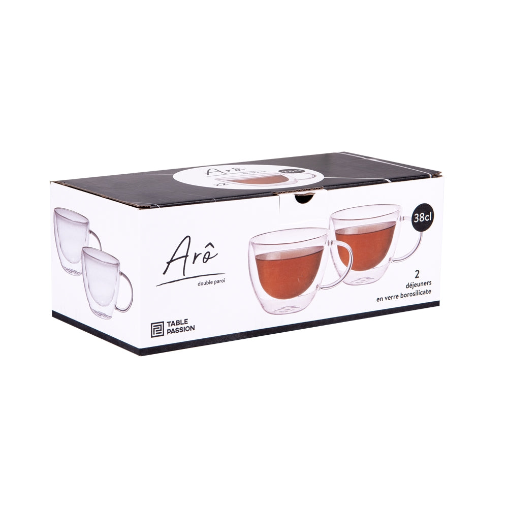 Set de 2 déjeuners de 38 cl Arô double paroi en verre borosilicate Table passion - Mathon - 2