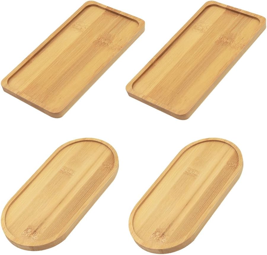 Lot de 4 plateaux de service en bambou naturel Vendos85 - Mathon