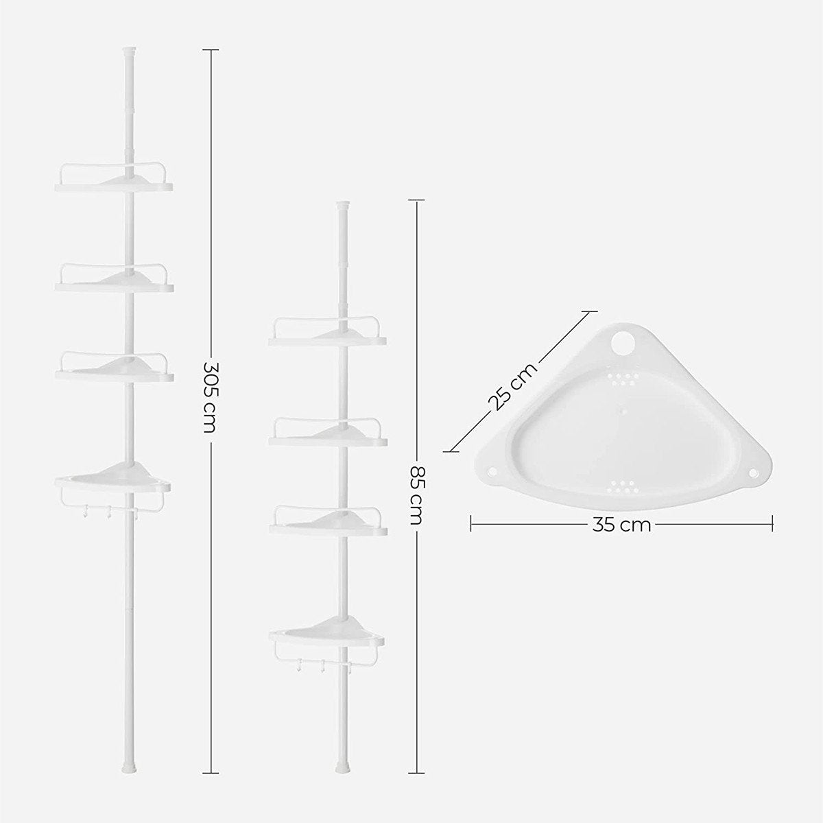 Étagère de Douche Réglable avec 4 Tablettes - H85/305 cm Calicosy - Mathon - 3