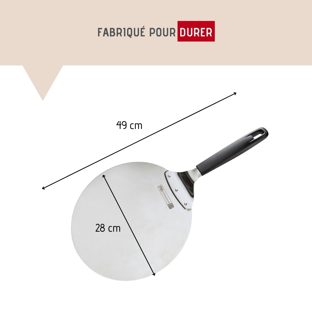 Pelle à pizza ou tarte flambée 49 cm  Pizza FM Professional - Mathon - 3