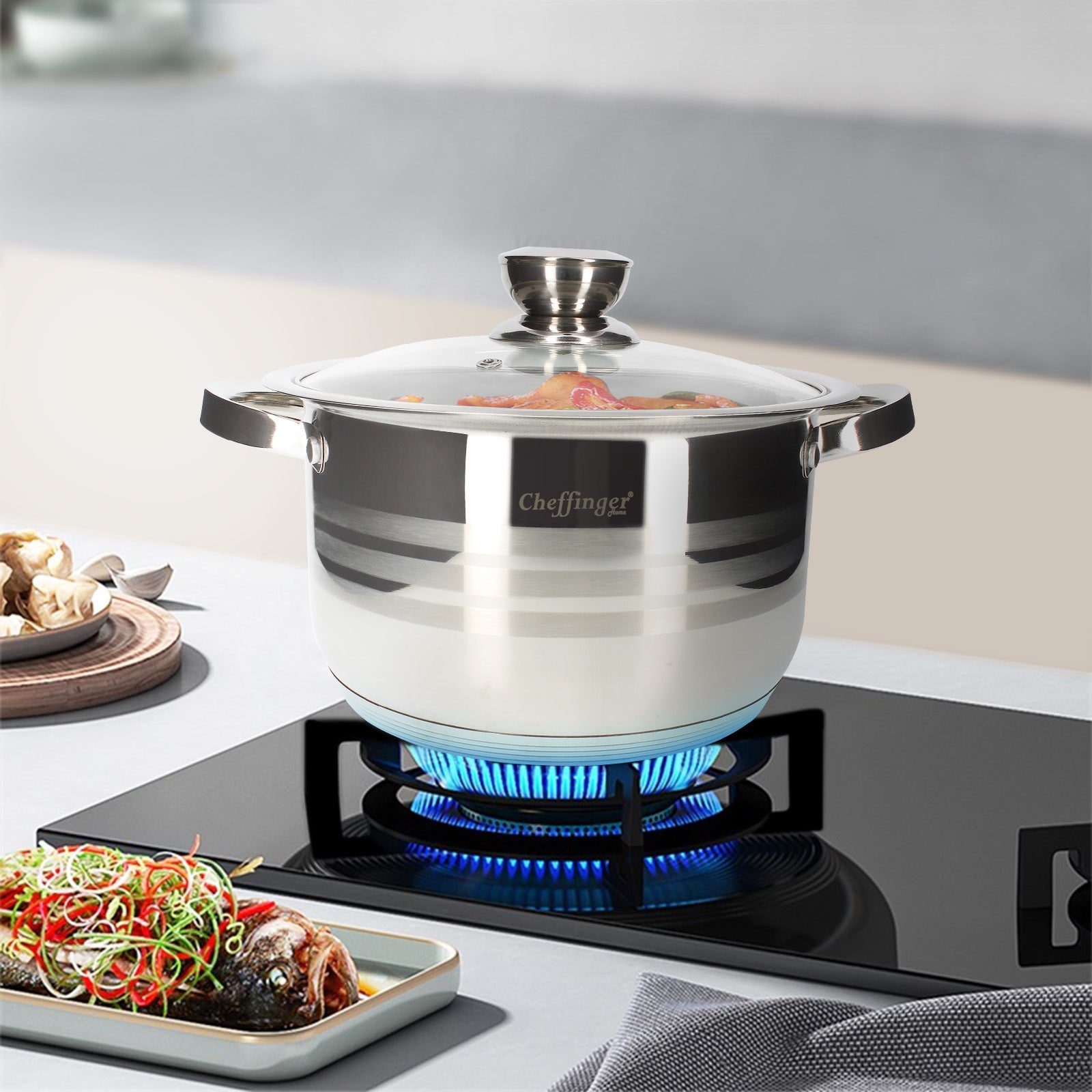 Ensemble de 5 Marmites en Inox Cheffinger - Mathon - 3