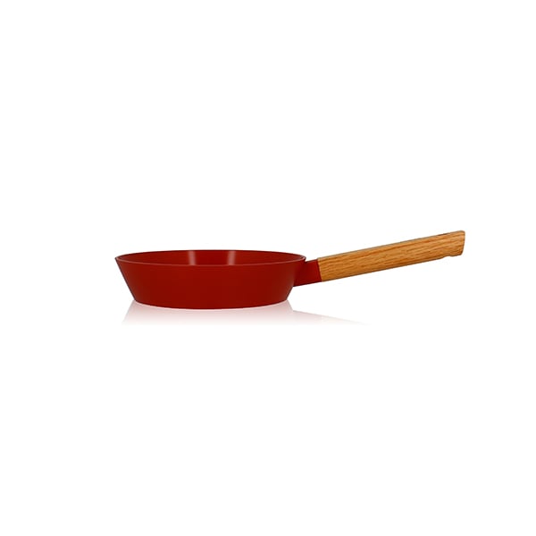 Poêle Ector induction aluminium revêtu manche en bois 20 cm rouge Ogo - Mathon - 1