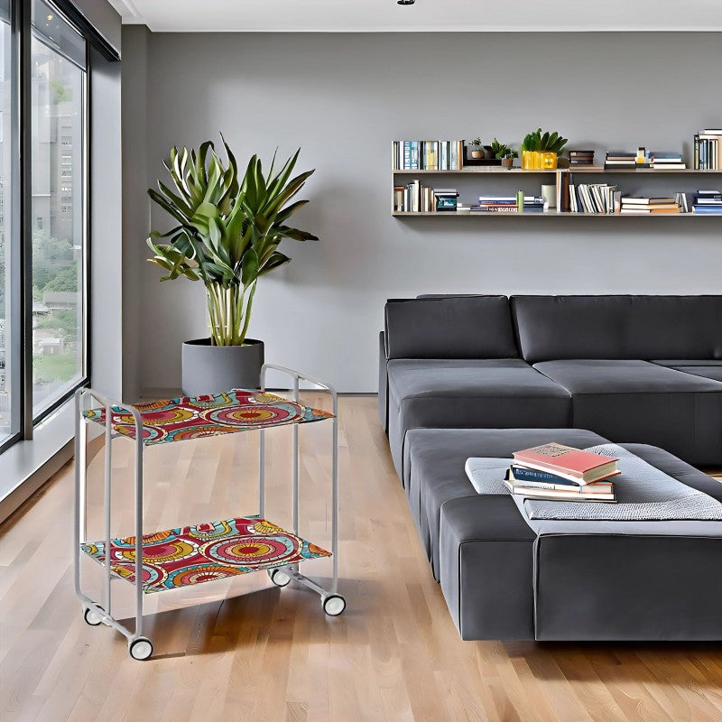 Desserte pliante 2 niveaux avec roulettes – structure gris aluminium, bauhaus Don Hierro - Mathon - 2