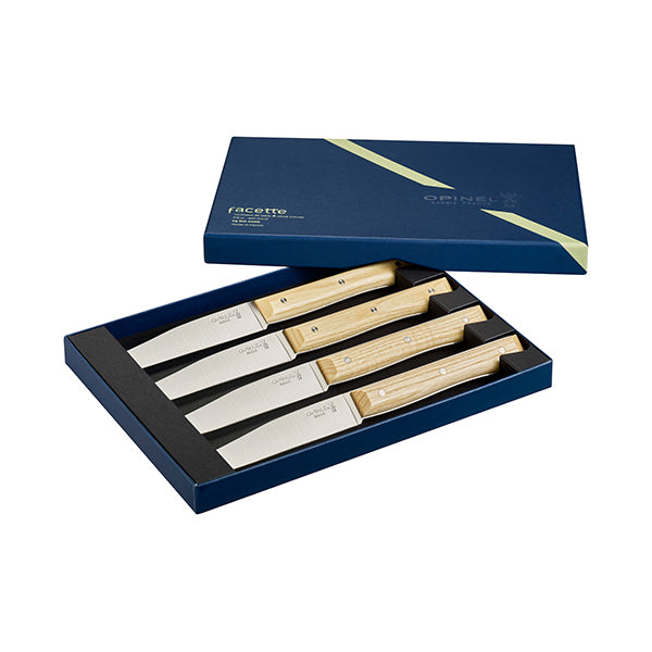 Coffret de 4 couteaux de table à lame lisse Facette frêne  Opinel - Mathon - 2