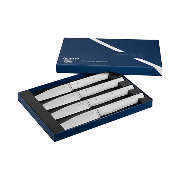 Coffret de 4 couteaux de table à lame lisse Facette blanc  Opinel - Mathon - 3
