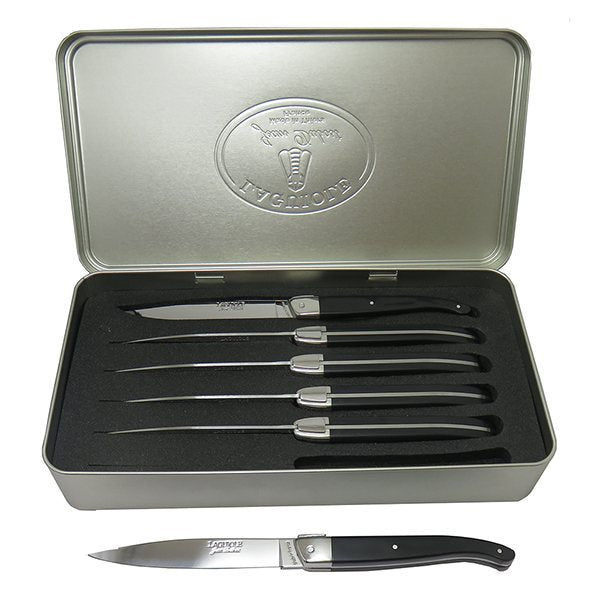 Coffret 6 couteaux à steak Laguiole STAND UP noir Jean Dubost - Mathon