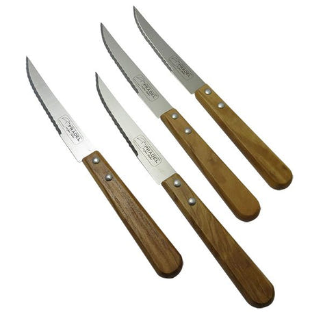 Lot de 4 couteaux à steak TRADI en olivier Jean Dubost - Mathon
