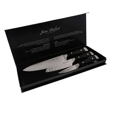 Coffret 3 couteaux de cuisine Massif inox de 9, 13 et 20 cm Jean Dubost - Mathon - 1