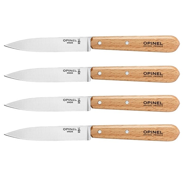 Set 4 couteaux office lames lisses inox 10 cm couleur naturel Opinel - Mathon - 1