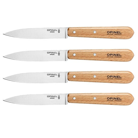Lot 4 couteaux office N°112 lames lisses inox 10 cm couleur naturel Opinel - Mathon - 1