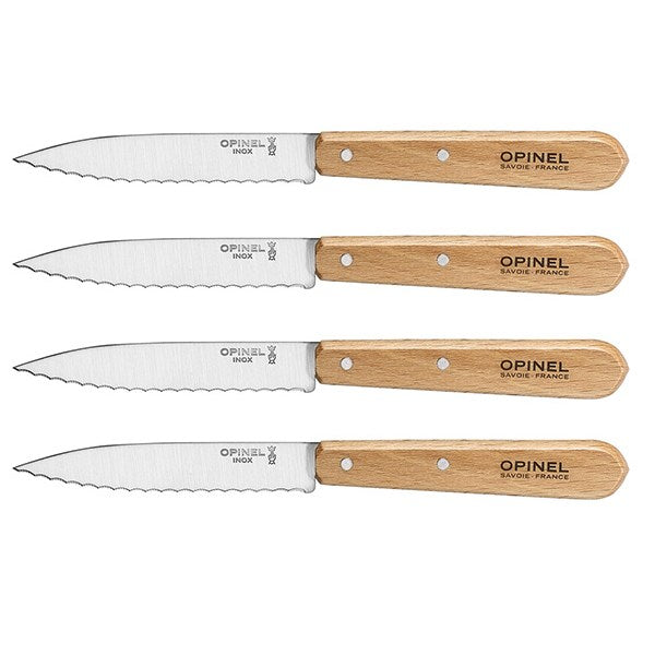 Lot de 4 couteaux office N°113 lames crantées inox 10 cm couleur naturel Opinel - Mathon - 1