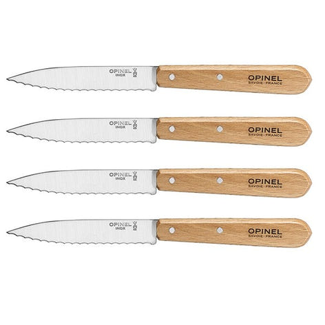 Lot de 4 couteaux office N°113 lames crantées inox 10 cm couleur naturel Opinel - Mathon - 1