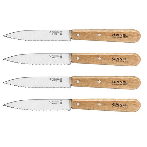 Lot de 4 couteaux office N°113 lames crantées inox 10 cm couleur naturel Opinel - Mathon - 1