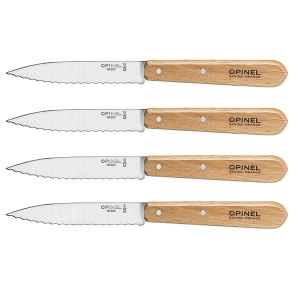 Set 4 couteaux office lames crantées inox 10 cm couleur naturel Opinel - Mathon - 1