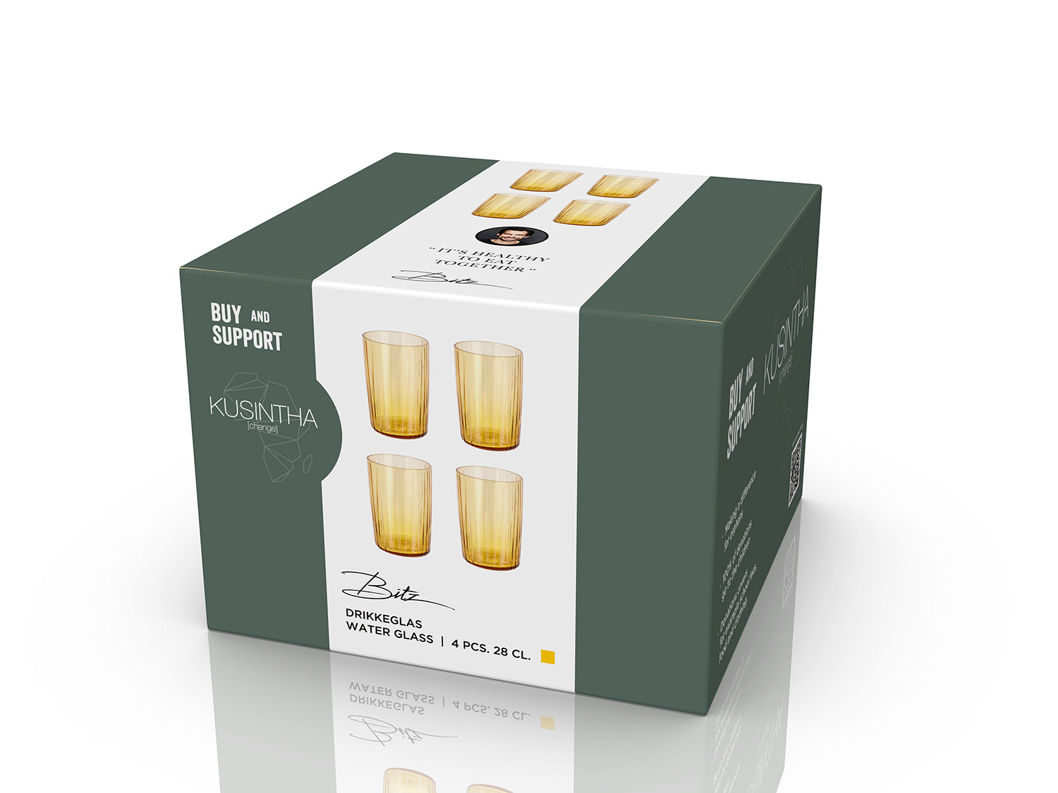 Set de 4 verres à eaux KUSINTHA Ambre Bitz - Mathon - 2