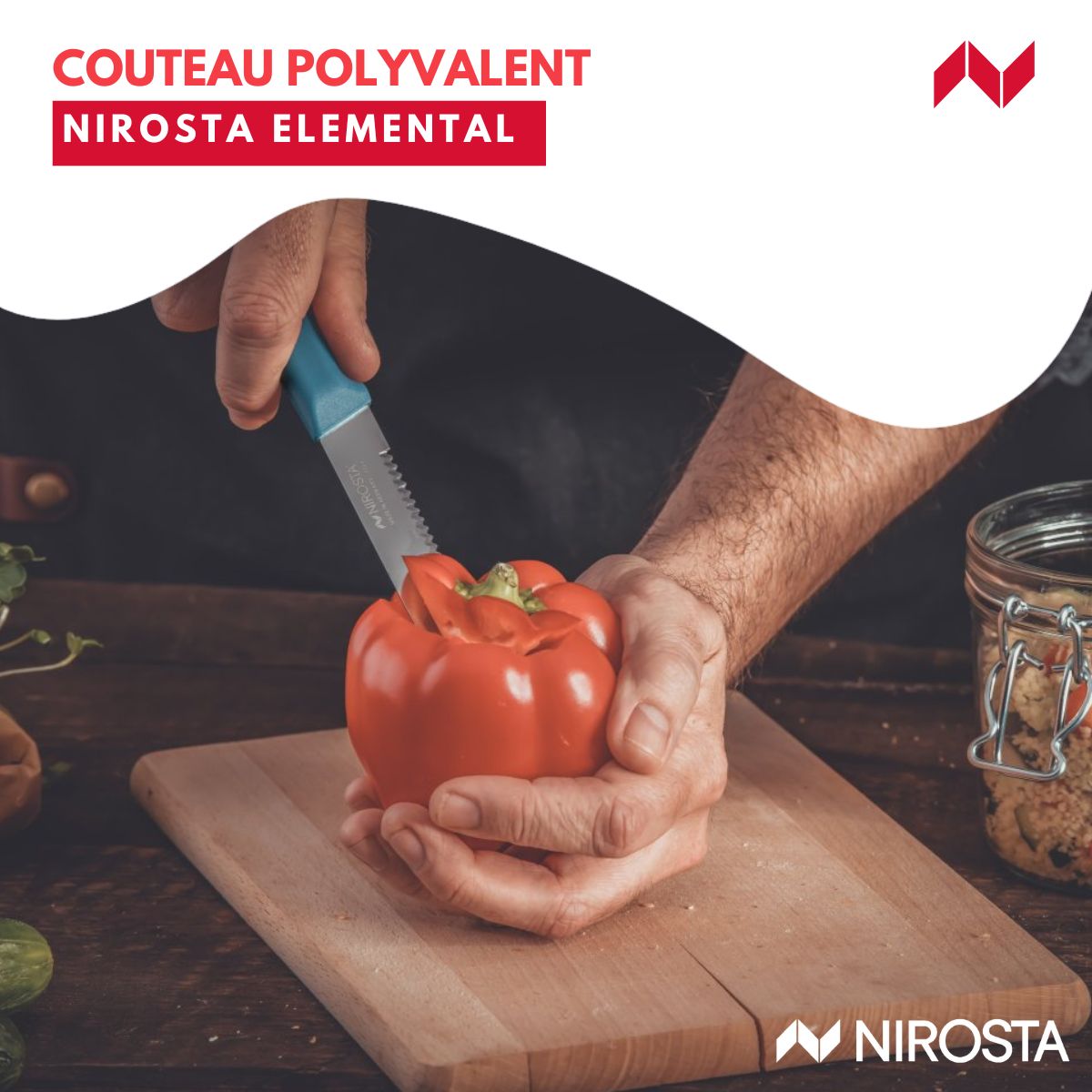 Couteau de cuisine lame crantée 21,5 cm  Elemental Nirosta - Mathon - 2