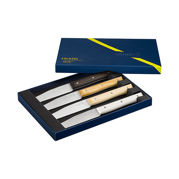 Coffret de 4 couteaux de table à lame lisse Facette panaché Opinel - Mathon - 1