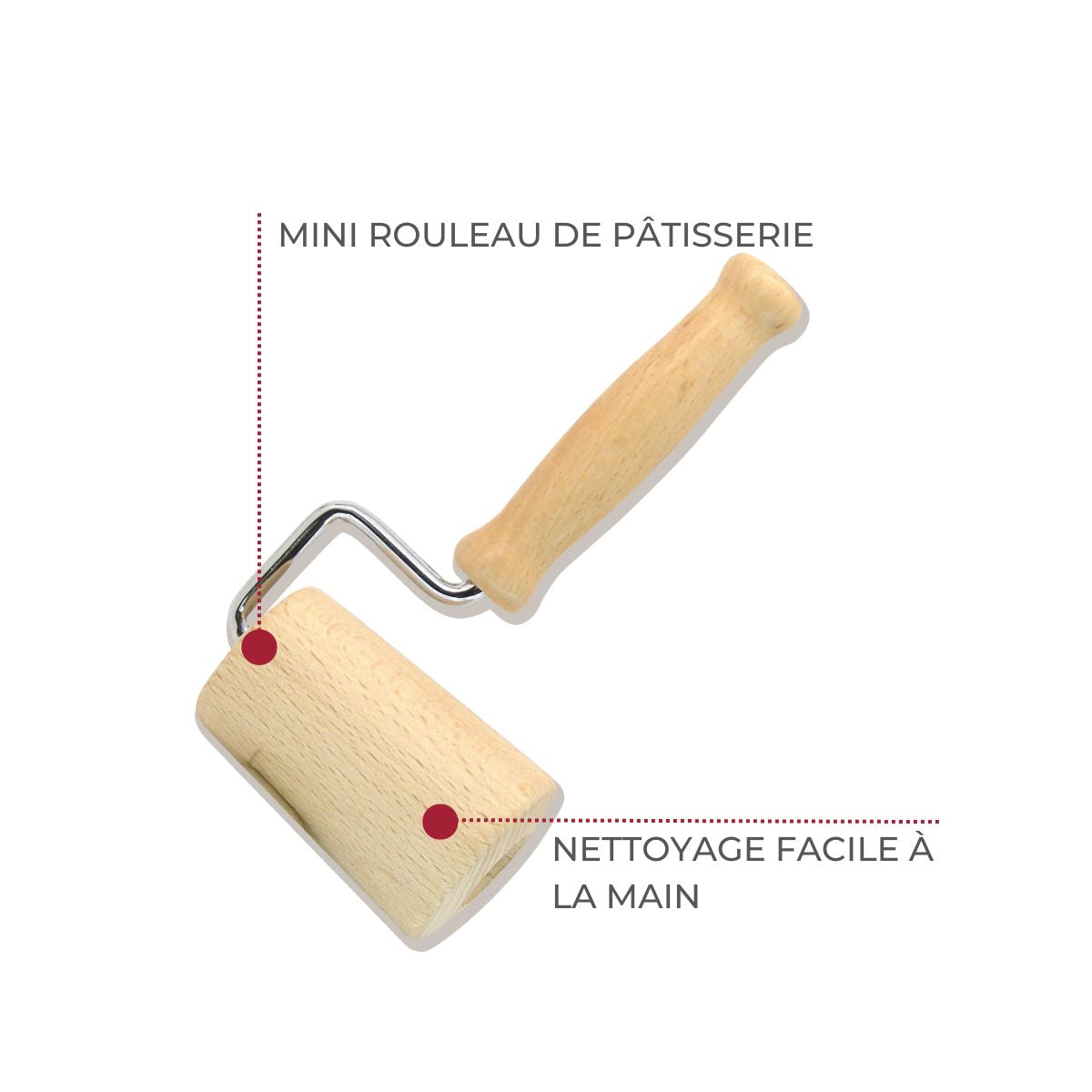 Mini rouleau à pâtisserie en bois 17 cm  Boissellerie Fackelmann - Mathon - 4