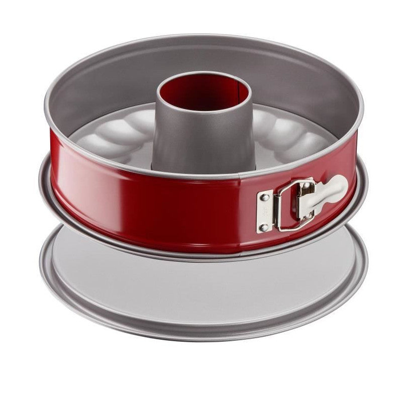 Moule A Savarin Delibake En Acier - O 25 Cm - Rouge Et Gris - Avec Charniere Tefal - Mathon - 1