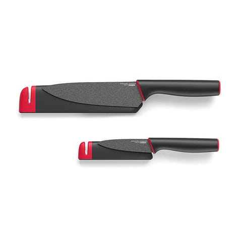 Set de 2 couteaux Chef et Office et fourreaux aiguiseurs céramique Joseph Joseph - Mathon - 1