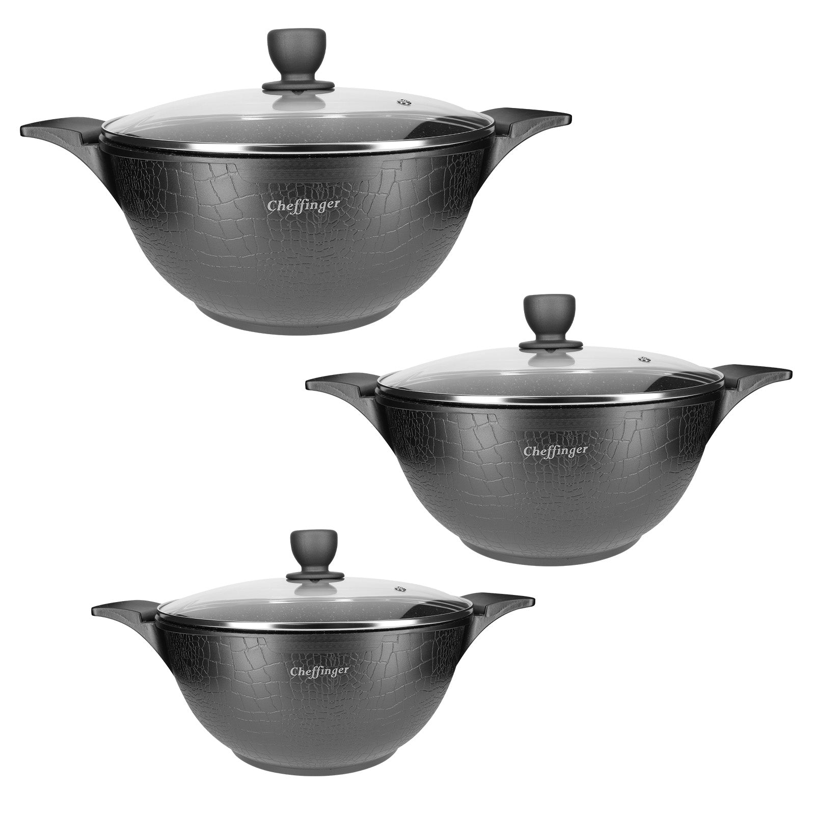 3 Marmites Crocodile 20/24/28cm Cheffinger - Mathon - 1