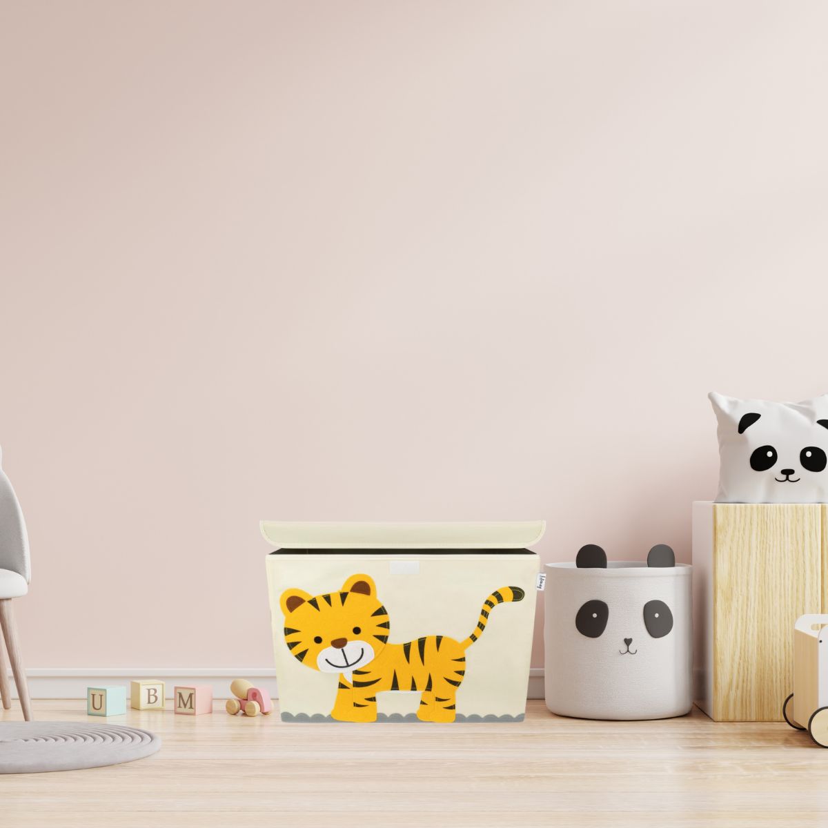 Boîte de rangement en tissu pour enfant grand modèle "Tigre" avec couvercle Lifeney Fackelmann - Mathon - 2