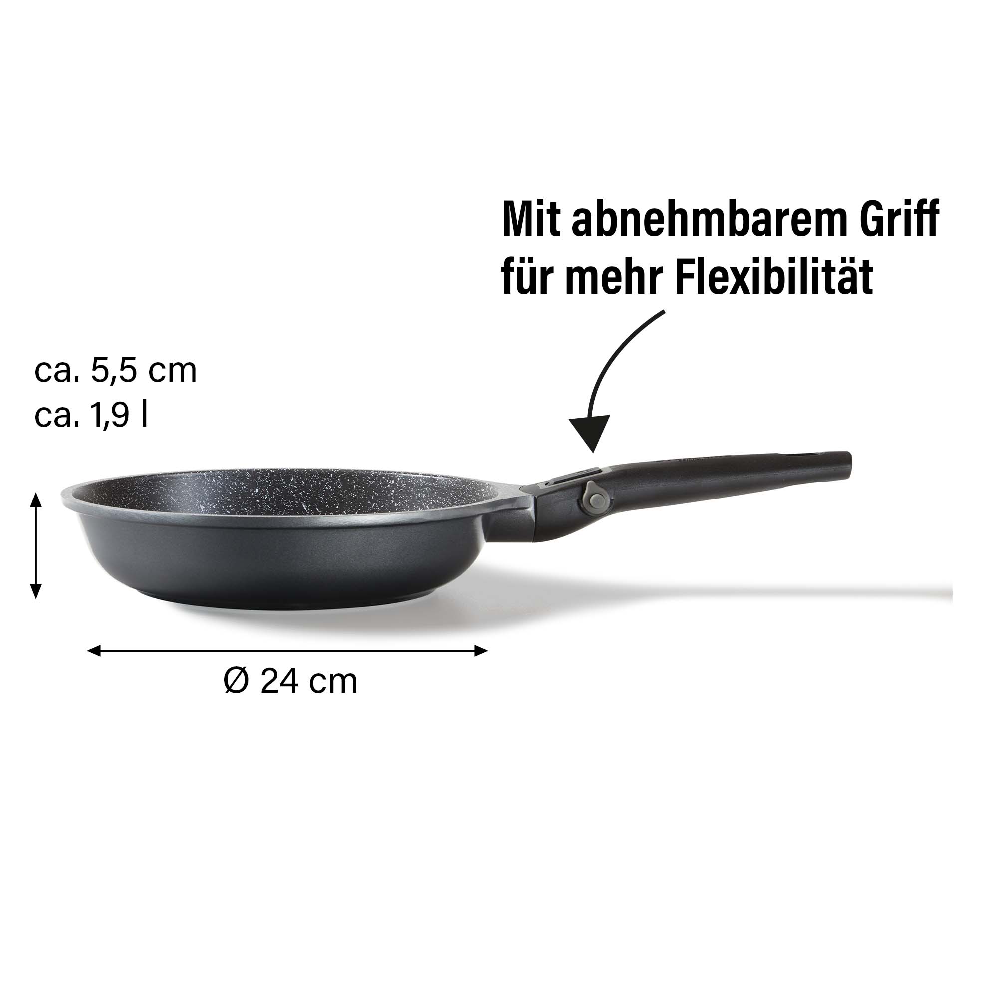 Poêle Imagination PLUS 24 cm, avec poignée amovible Stoneline - Mathon - 4