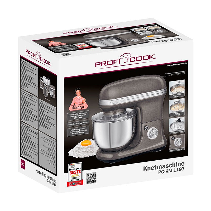 Robot pétrin multifonction 1200W vintage Proficook PC-KM 1197 Anthracite Proficook - Mathon - 6