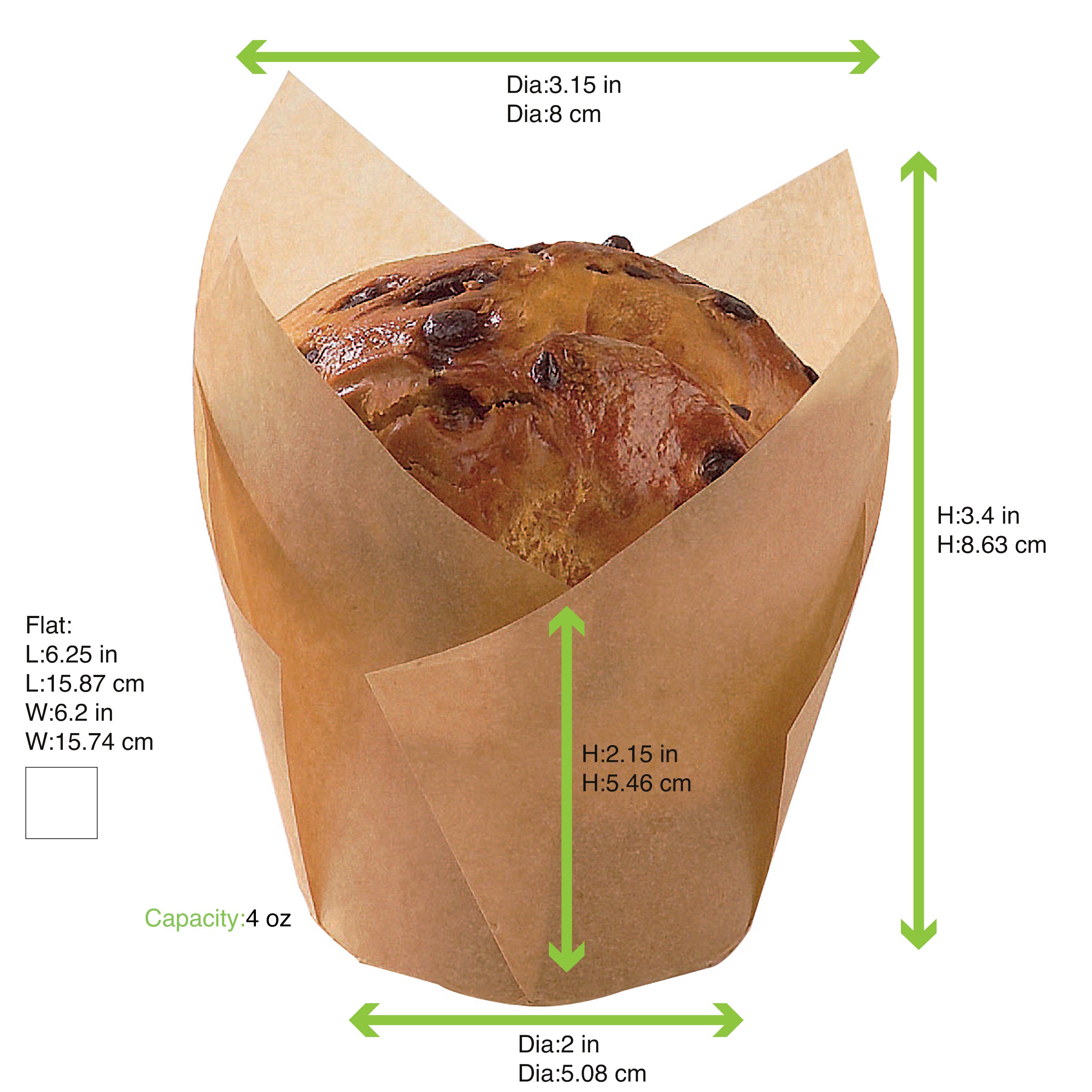 100Pcs - Caissette de cuisson forme tulipe en papier brun siliconé   H85mm FirstPack - Mathon - 2