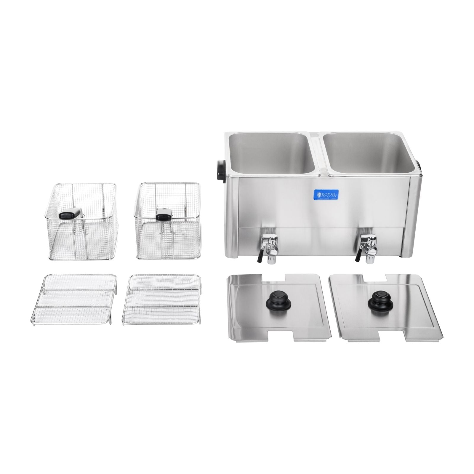 Friteuse acier inox 2 bacs 13 litres cuve amovible avec minuterie thermostat EGO professionnelle 3614021 - Mathon - 4