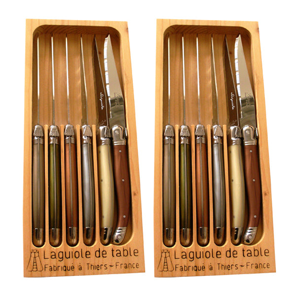 Lot de 2 coffrets de 6 couteaux de table inox Mineral Mix Laguiole Jean Dubost - Mathon - 2