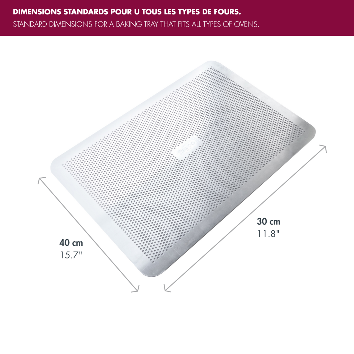 Plaque pâtissière perforée sans rebord - aluminium - 300 x 400 x 10 mm Gobel - Mathon - 4