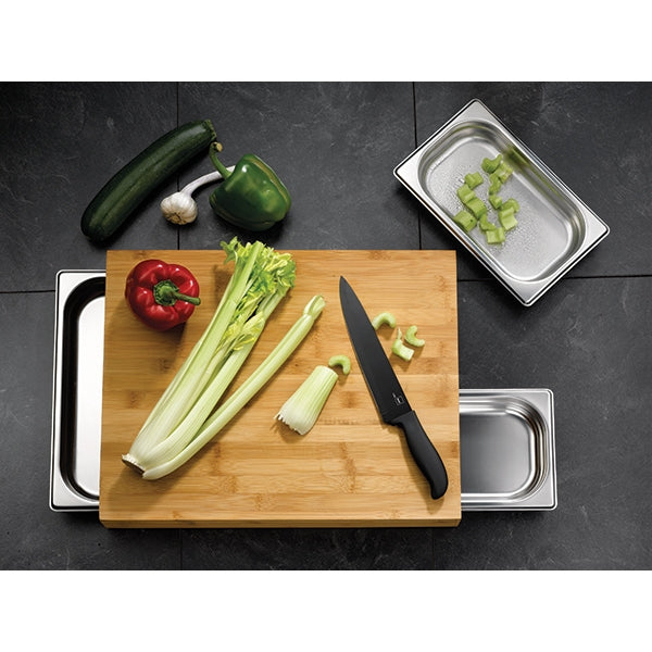 Planche à découper bambou 46 cm Kenina 3 inserts acier inoxydable Kela - Mathon - 1