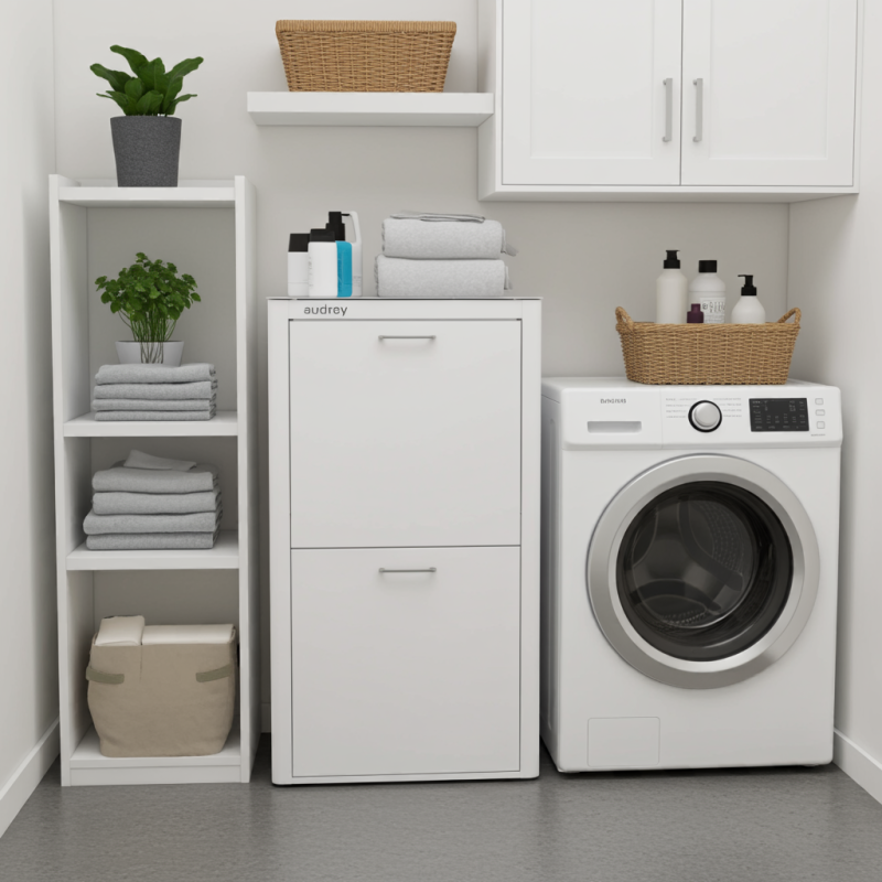 Panier à linge audrey, 100l, 3 compartiments, métal blanc, design moderne Don Hierro - Mathon - 5