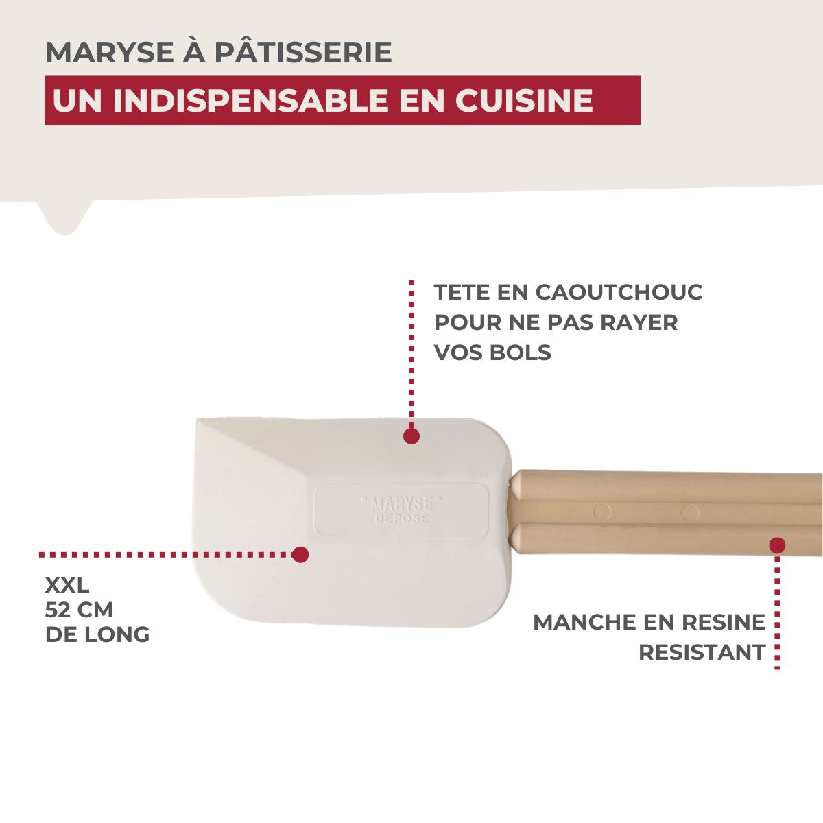 Maryse de pâtisserie et de cuisine manche en résine de 52 cm Fackelmann - Mathon - 4