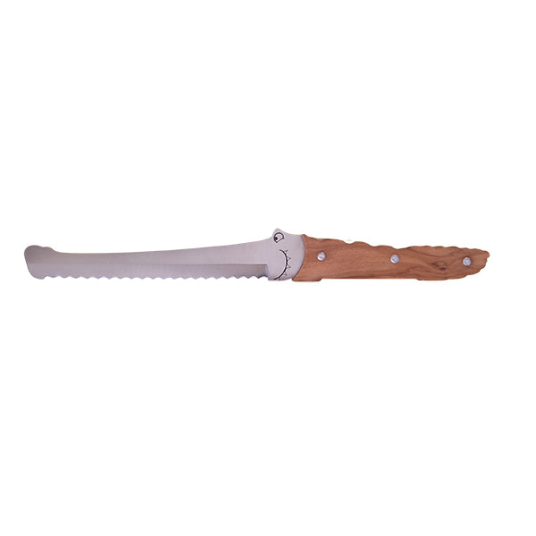 Couteau à pain Croco manche bois d’olivier 32,6 cm Roger Orfèvre - Mathon - 1