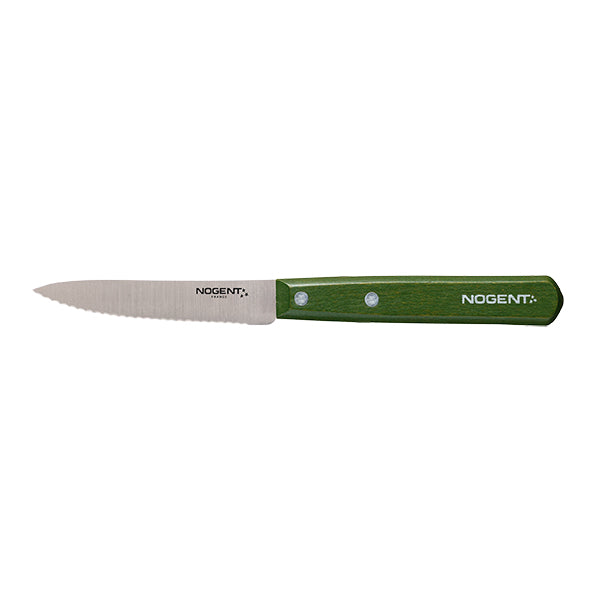 Couteau d’office lame crantée 9 cm bois kaki Iconic Nogent - Mathon